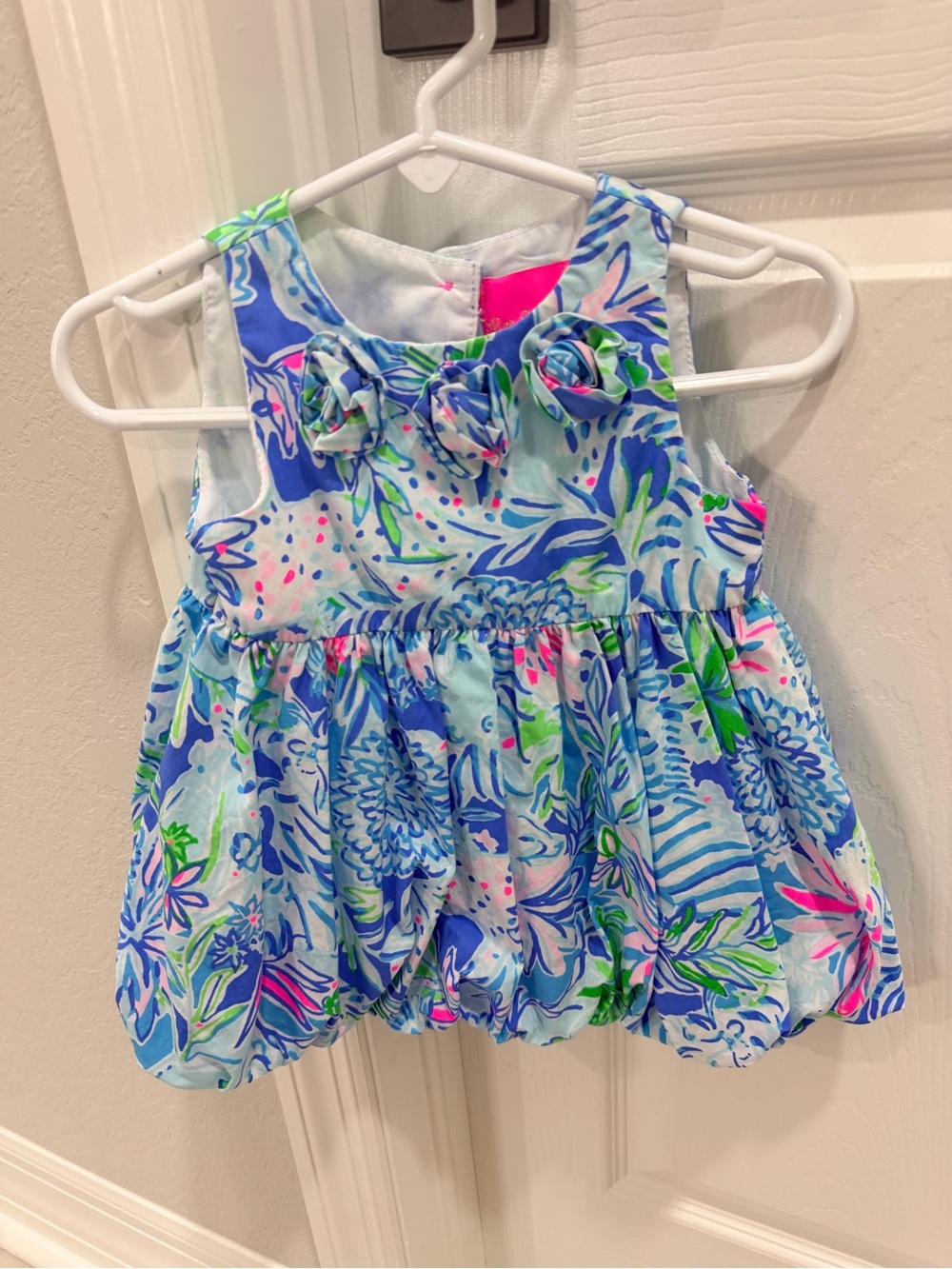 Lilly Pulitzer Girls Floral Bubble Dress in Blue, Pink, Green